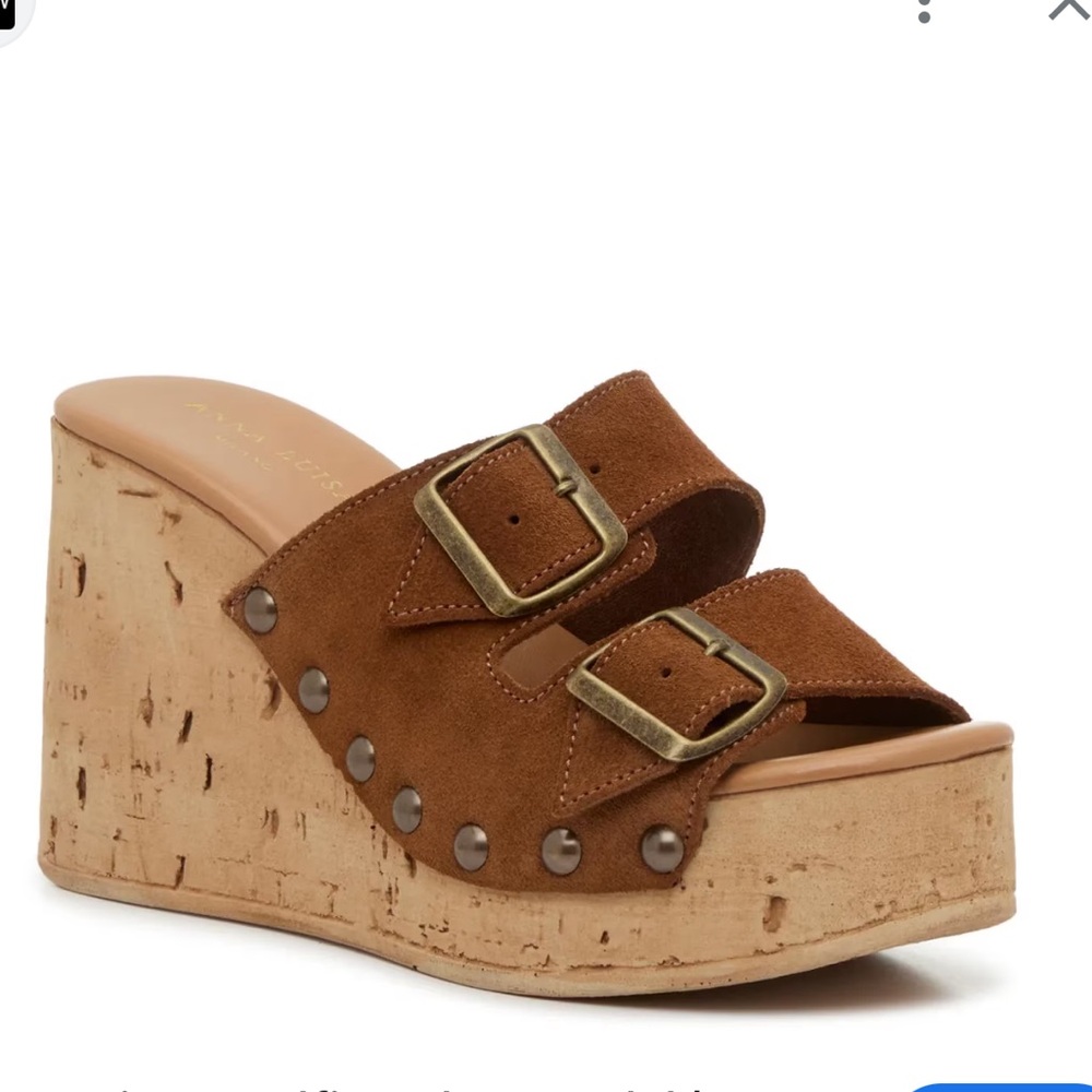 Anna Luisa Amalfi Brown Suede Women's wedge Sandals size 8 M New